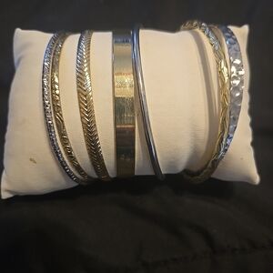 Elegant Gold and Silver Toned Bracelet 7 Piece Set Jewelry